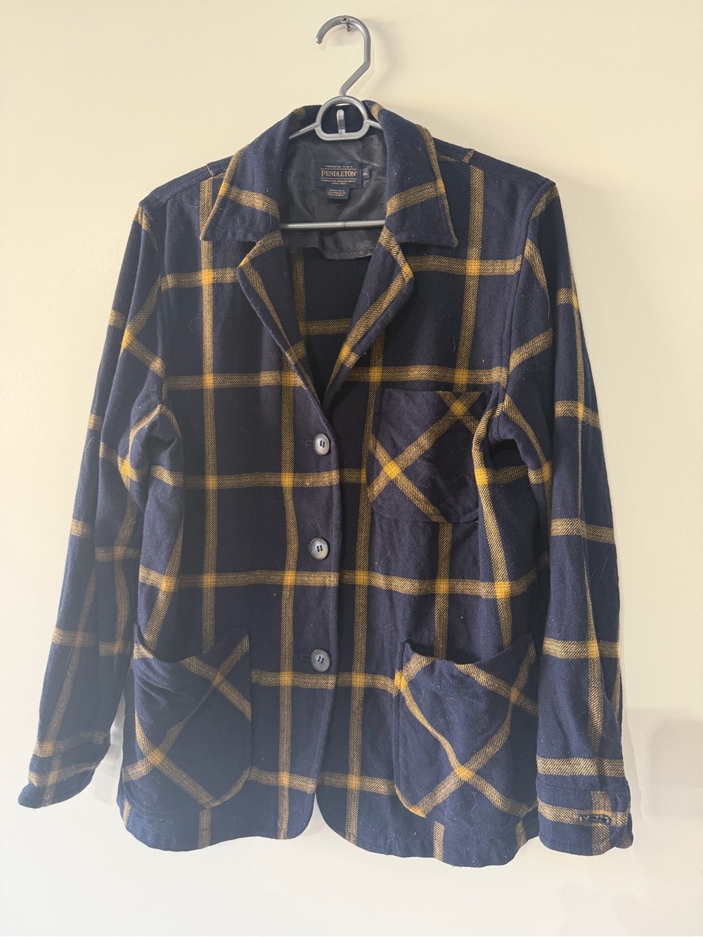 Pendleton Navy & Mustard Plaid Blazer Jacket